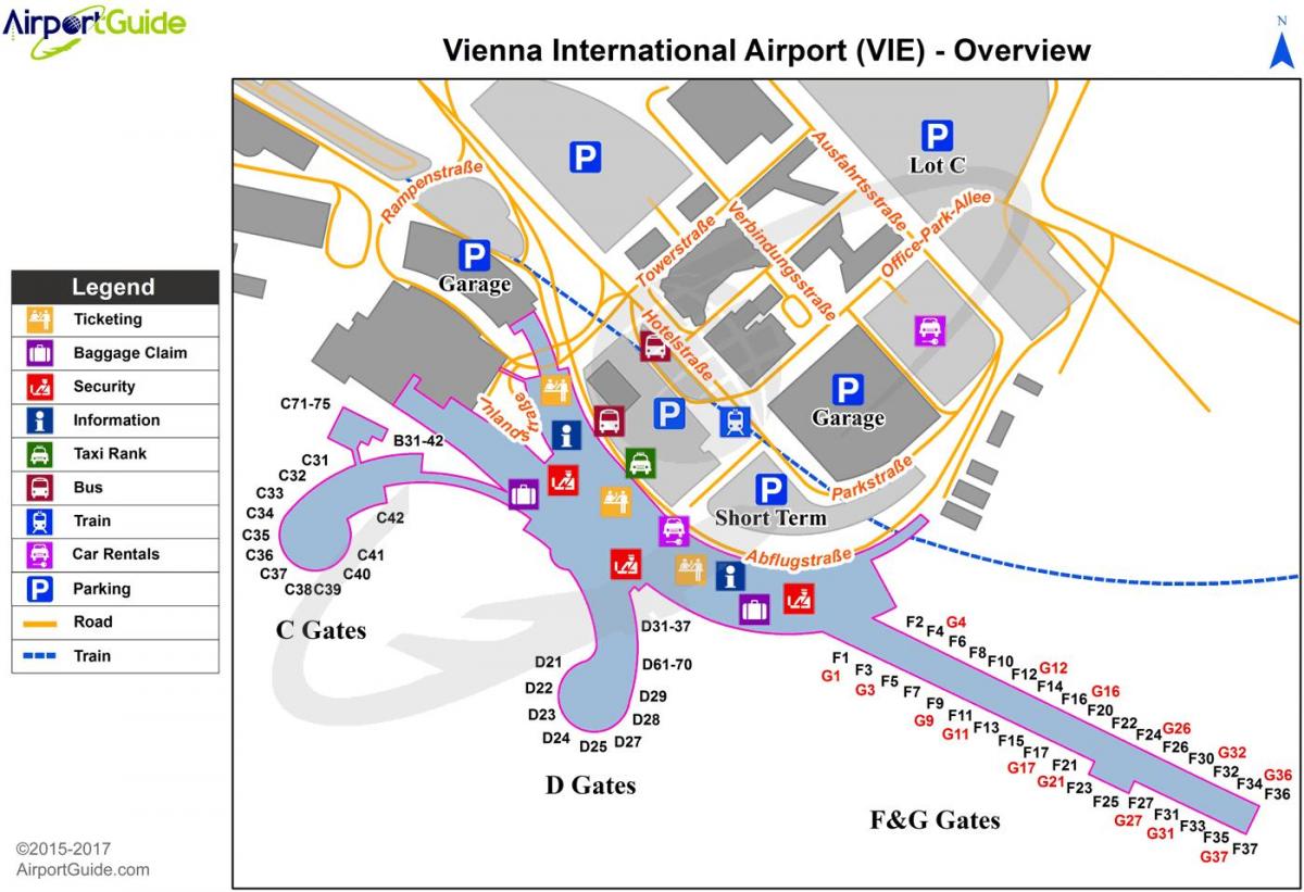 Harta aeroportului din Viena destinație