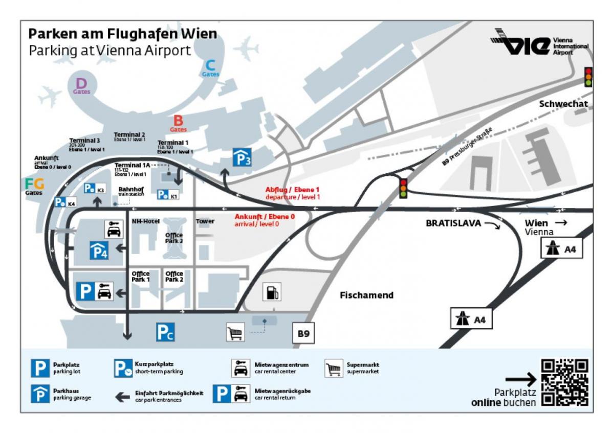 Harta aeroportului din Viena parcare