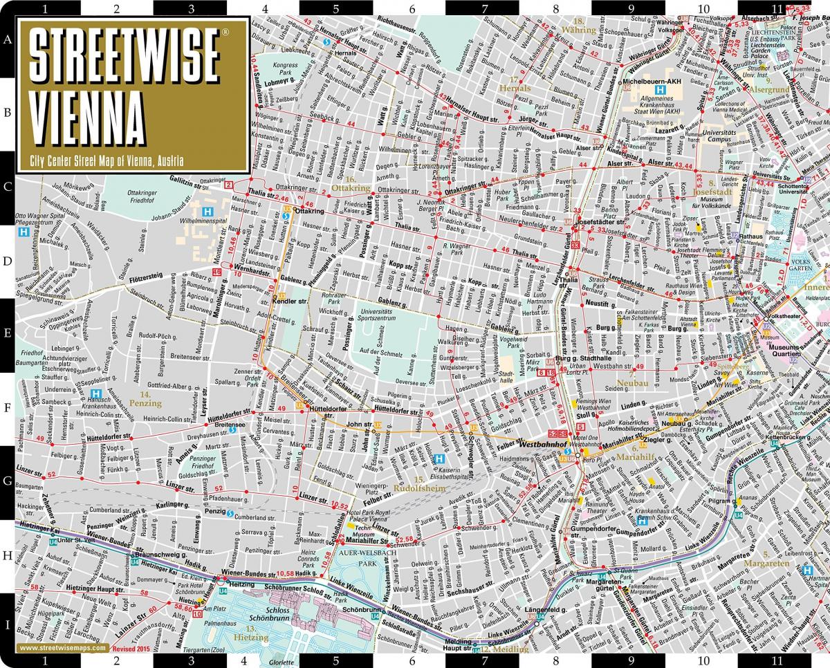 orașul harta strada din Viena, Austria