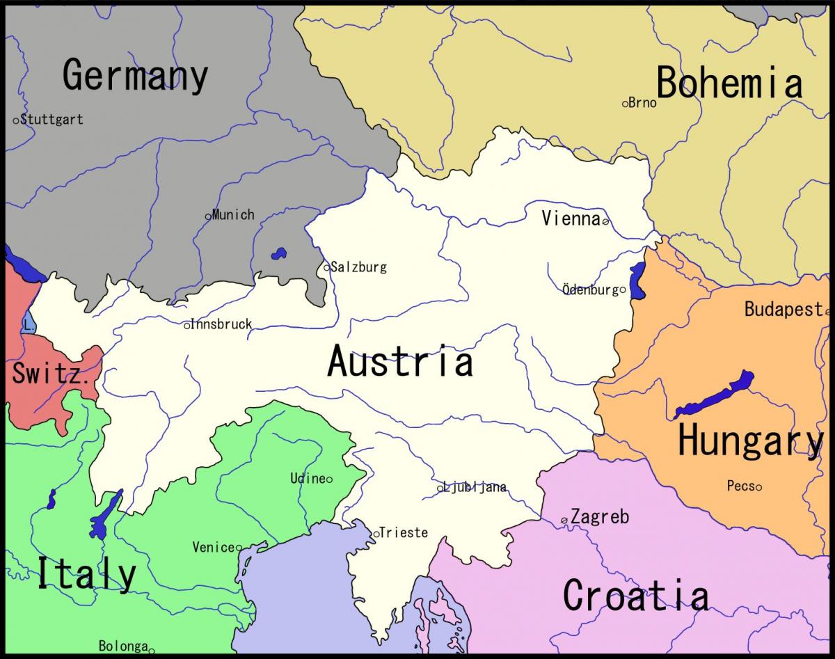 harta Vienei și zona înconjurătoare