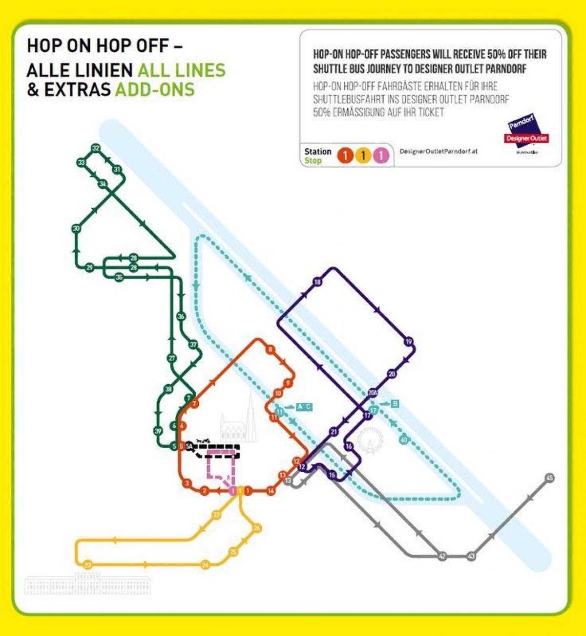 Viena hop on hop off bus tour hartă