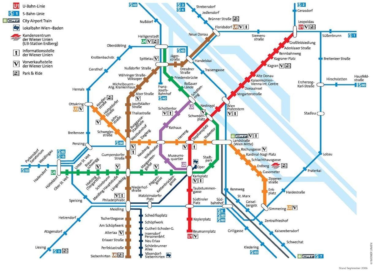 Viena, Austria hartă de metrou