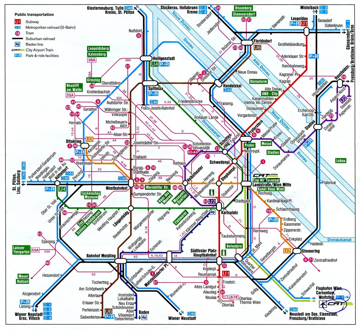 Harta Viena, Austria de tren