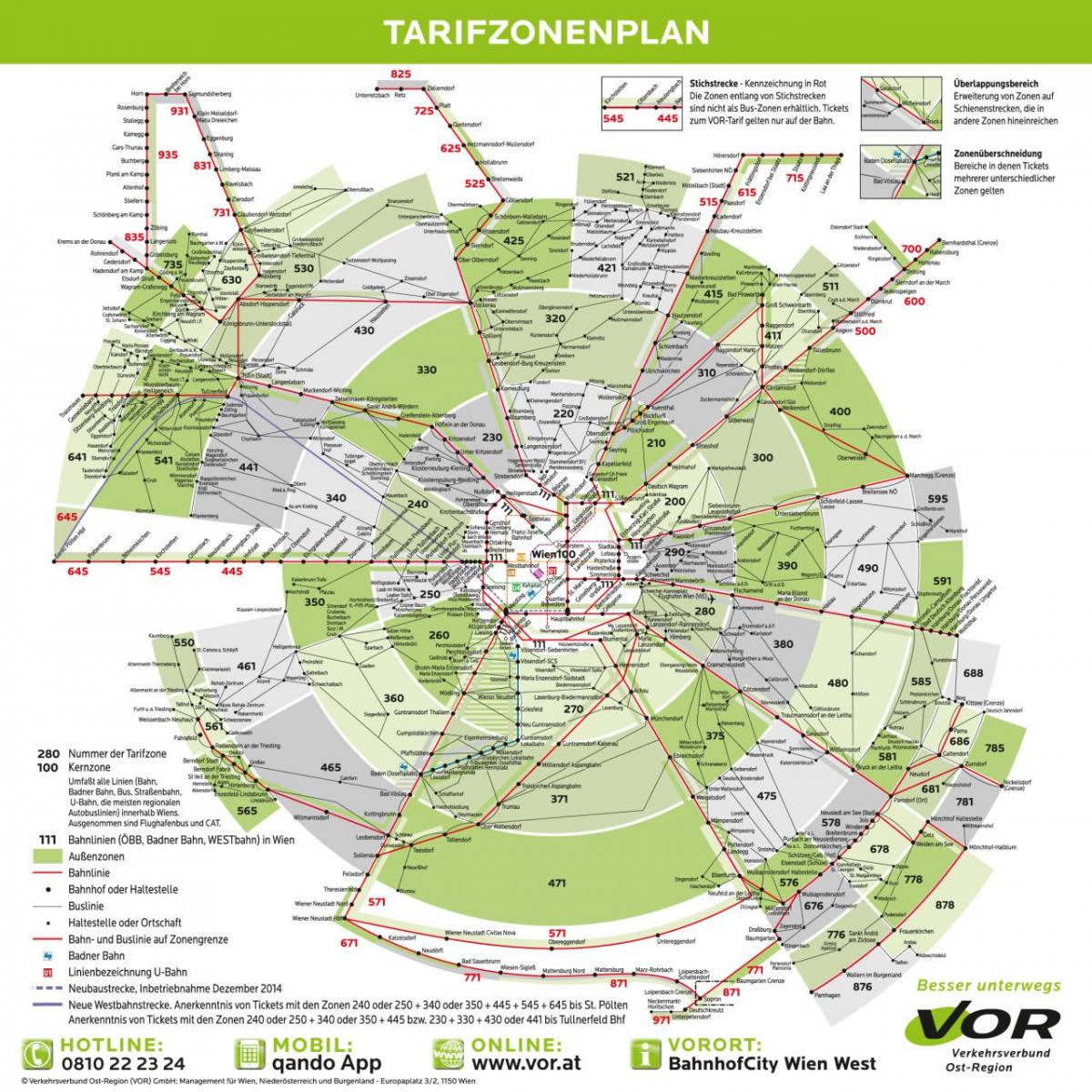 Harta Vienei de metrou zona 100