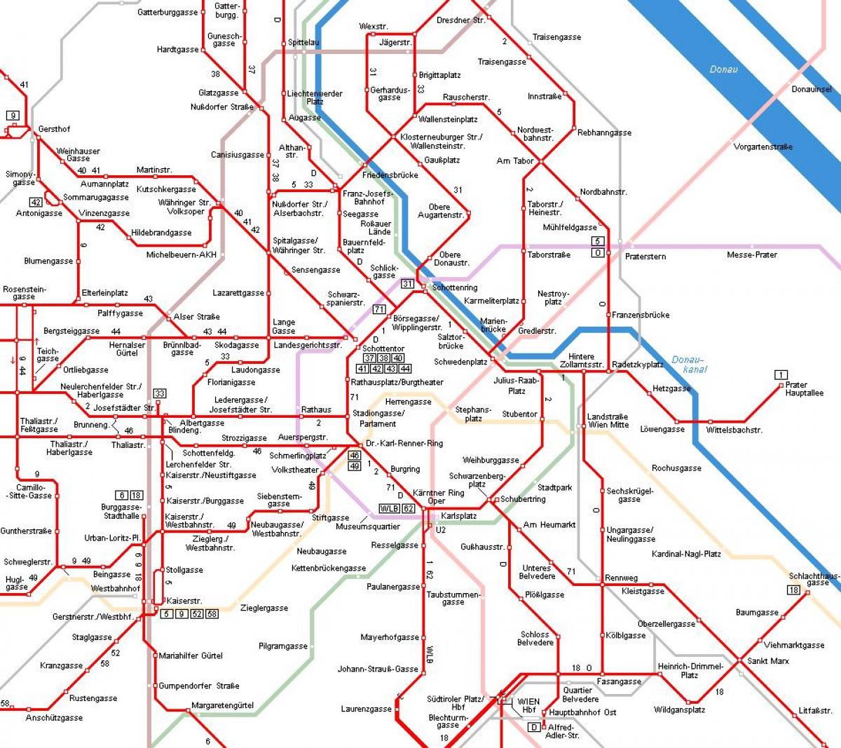 Viena, Austria de tramvai hartă