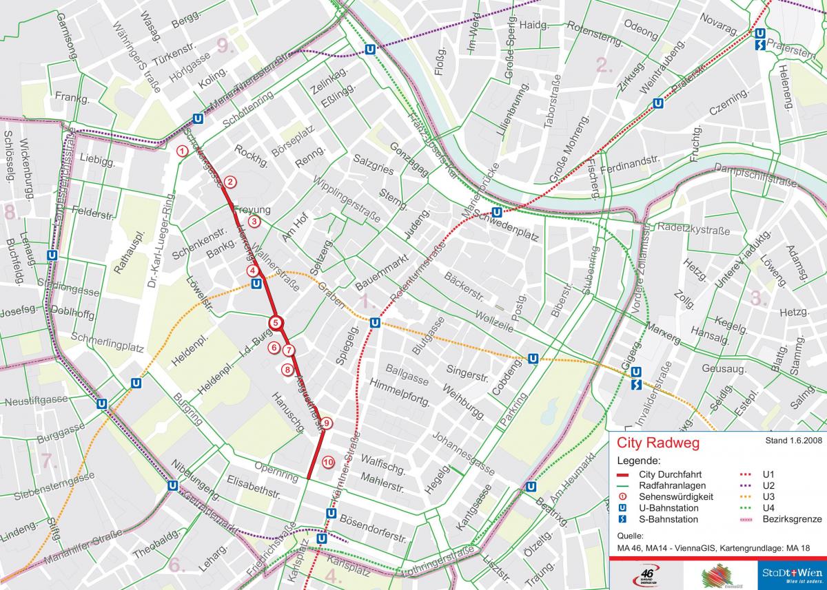 Viena ciclism hartă
