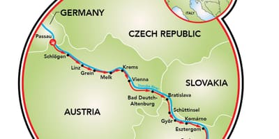 Passau la Viena bicicleta hartă